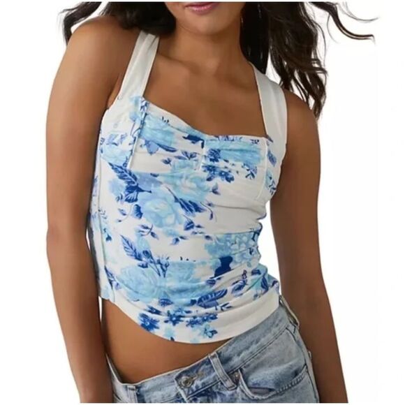 Free People Ginger Snap Crossback Tank In Ivory Combo - Picture 6 of 6